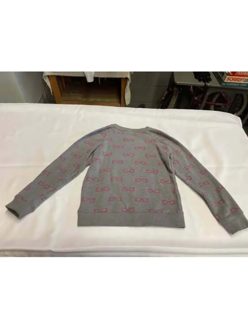 Gymboree Girls L 10-12 Gray Pink Eyeglasses Print Sweatshirt